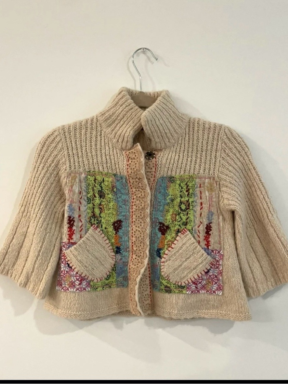 Vintage Free People Grandma Goes West Patchwork Knit Cardigan Sweater - Picture 1 of 14